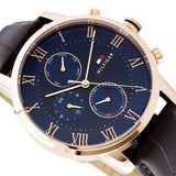 Tommy Hilfiger Kane Chronograph Quartz Blue Dial Brown Leather Strap Watch for Men - 1791399