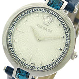 Versace Olympo Gleam White Dial Green Leather Strap Watch for Women - VAN020016