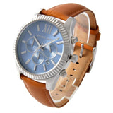 Michael Kors Lexington Chronograph Blue Dial Brown Leather Strap Watch For Men - MK8537