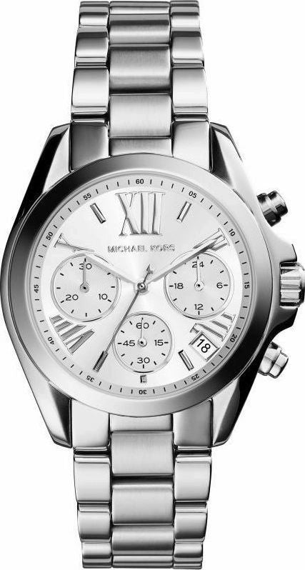 Michael Kors Bradshaw Chronograph Silver Dial Silver Steel Strap Watch for Women