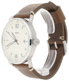 Fossil The Commuter White Dial Brown Leather Strap Watch for Men - FS5275