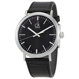 Calvin Klein Surround Black Dial Black Leather Strap Watch for Men - K3W211C1