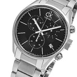 Calvin Klein Masculine Chronograph Black Dial Silver Steel Strap Watch for Men - K2H27104