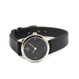 Calvin Klein Minimal Black Dial Black Leather Strap Watch for Women - K3M231C4