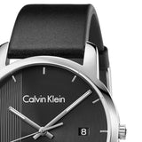 Calvin Klein City Quartz Black Dial Black Leather Strap Watch for Men - K2G2G1C1