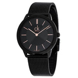 Calvin Klein Minimal Black Dial Black Mesh Bracelet Watch for Women - K3M23421