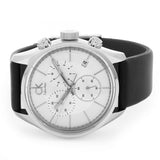 Calvin Klein Masculine Chronograph White Dial Black Leather Strap Watch for Men - K2H27120