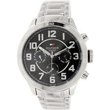 Tommy Hilfiger Trent Quartz Black Dial Silver Steel Strap Watch for Men - 1791054