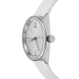 Calvin Klein Accent Silver Dial White Leather Strap Watch for Women - K2Y2Y1KW