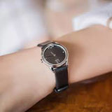 Calvin Klein Minimal Black Dial Black Leather Strap Watch for Women - K3M231C4