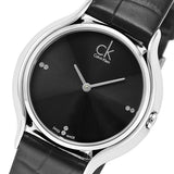 Calvin Klein Skirt Black Dial Black Leather Strap Watch for Women - K2U231CS