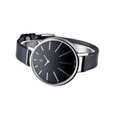 Calvin Klein Equal Black Dial Black Leather Strap Watch for Women - K3E231C1