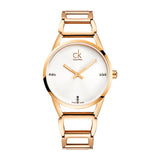 Calvin Klein Stately White Dial Gold Steel Strap Watch for Women - K3G2362W