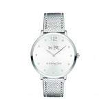 Coach Slim Easton Silver Dial Silver Leather Strap Watch for Women - 14502685