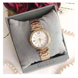 Guess Park Ave South Analog White Dial Gold Steel Strap Watch For Women - W0767L2