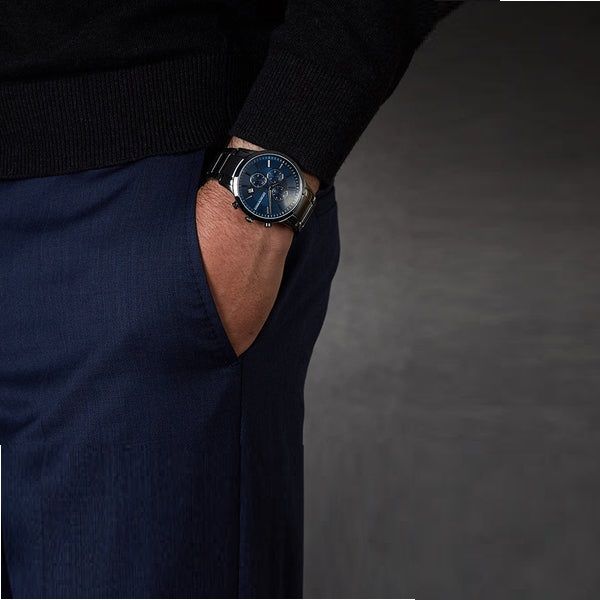Emporio Armani Renato Chronograph Quartz Blue Dial Black