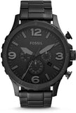 Fossil Nate Chronograph Black Dial Black Steel Strap Watch for Men - JR1401