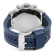 Fossil Nate Chronograph White Dial Blue Leather Strap Watch for Men - JR1480
