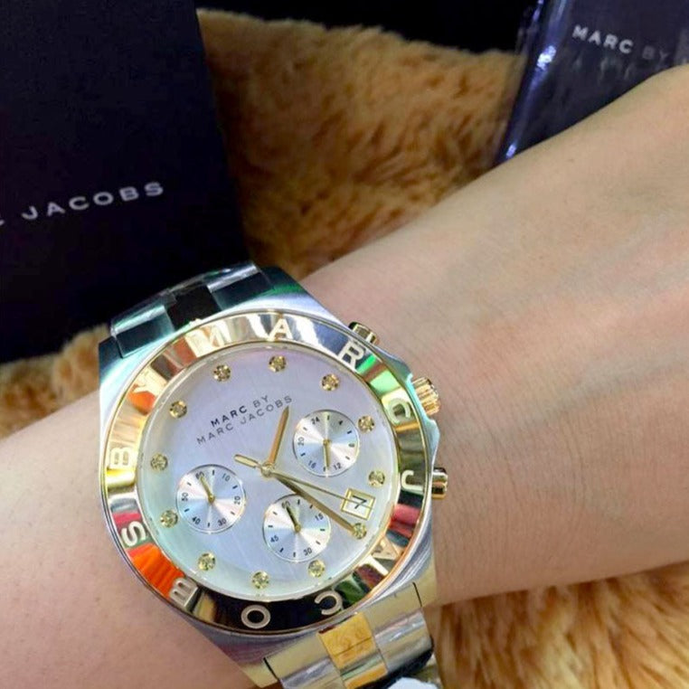 Marc by Marc Jacobs Two-Tone Gold & Silver Crystal Bezel Chronograph Watch Marc by Marc Jacobs Silver & Gold Two-Tone Chronograph Watch main image 2