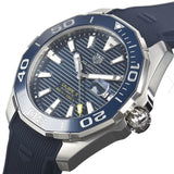 Tag Heuer Aquaracer Calibre 5 Jam Tangan Tali Karet Biru Dial Biru Otomatis untuk Pria - WAY201B.FT6150