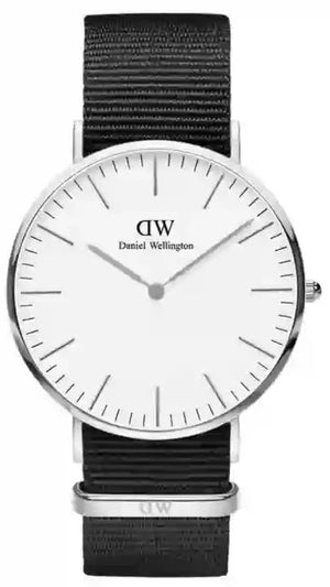 Daniel Wellington Classic Cornwall White Dial Black Nylon Strap Watch For Men - DW00100258