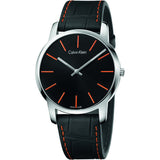 Calvin Klein City Black Dial Black Leather Strap Watch for Men - K2G211C1