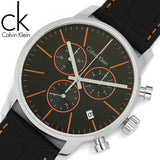 Calvin Klein City Chronograph Black Dial Black Leather Strap Watch for Men - K2G271C1