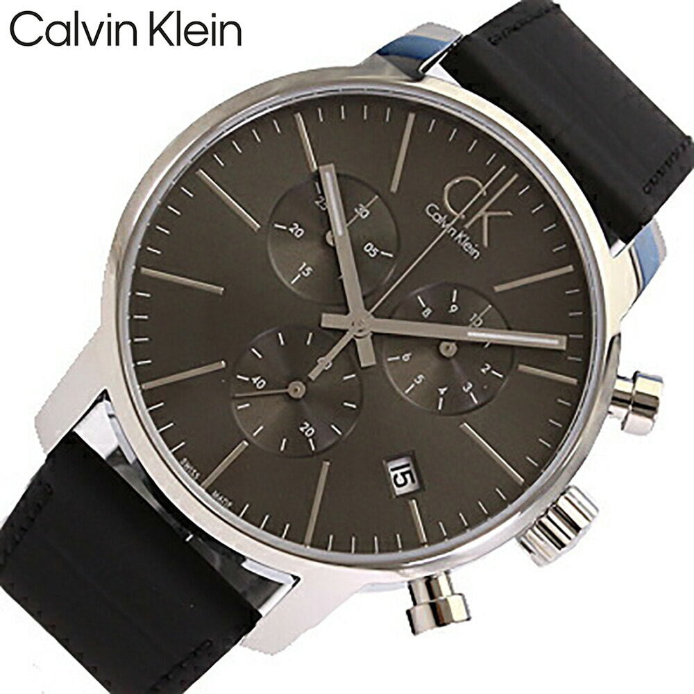Calvin Klein City Chronograph Black Dial Black Leather Strap Watch for Men