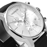 Calvin Klein City Chronograph Silver Dial Black Leather Strap Watch for Men - K2G271C6