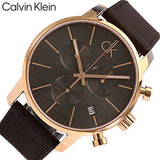 Calvin Klein City Chronograph Grey Dial Brown Leather Strap Watch for Men - K2G276G3