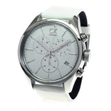 Calvin Klein Masculine Chronograph White Dial White Leather Strap Watch for Men - K2H27101