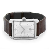 Calvin Klein Window Silver Dial Brown Leather Strap Watch for Men - K2M21126