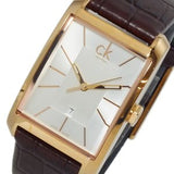 Calvin Klein Window White Dial Brown Leather Strap Watch for Women - K2M23620