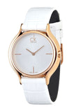 Calvin Klein Skirt White Dial White Leather Strap Watch for Women - K2U236K6