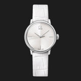 Calvin Klein Accent White Dial White Leather Strap Watch for Women - K2Y2Y1K6