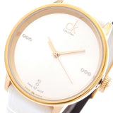 Calvin Klein Accent White Dial White Leather Strap Watch for Women - K2Y2Y6KW