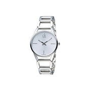 Calvin Klein Stately White Dial Silver Steel Strap Watch for Women - K3G23126