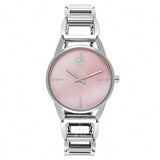 Calvin Klein Stately Pink Mother of Pearl Dial Silver Steel Strap Watch for Women - K3G2312E