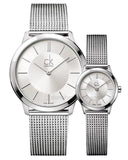 Calvin Klein Minimal White Dial Silver Mesh Bracelet Watch for Men - K3M22126