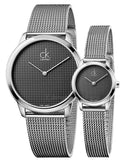 Calvin Klein Minimalist Black Dial Silver Mesh Bracelet Watch for Men - K3M2112X