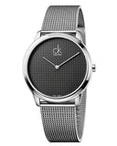 Calvin Klein Minimalist Black Dial Silver Mesh Bracelet Watch for Men - K3M2112X