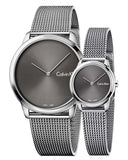 Calvin Klein Minimal Grey Dial Silver Mesh Bracelet Watch for Women - K3M231Y3