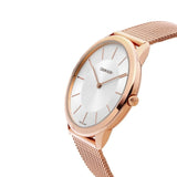 Calvin Klein Minimal White Dial Rose Gold Mesh Bracelet Watch for Men - K3M21626