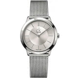 Calvin Klein Minimal White Dial Silver Mesh Bracelet Watch for Men - K3M22126