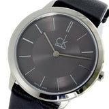 Calvin Klein Minimal Grey Dial Black Leather Strap Watch for Men - K3M221C4