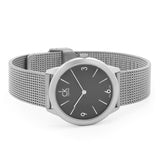 Calvin Klein Minimal Grey Dial Silver Mesh Bracelet Watch for Men - K3M52154