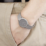 Calvin Klein Minimal Grey Dial Silver Mesh Bracelet Watch for Men - K3M52154