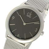 Calvin Klein Minimal Grey Dial Silver Mesh Bracelet Watch for Men - K3M52154