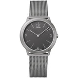 Calvin Klein Minimal Grey Dial Silver Mesh Bracelet Watch for Men - K3M52154