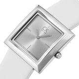 Calvin Klein Mark Silver Dial White Leather Strap Watch for Women - K3R231L6